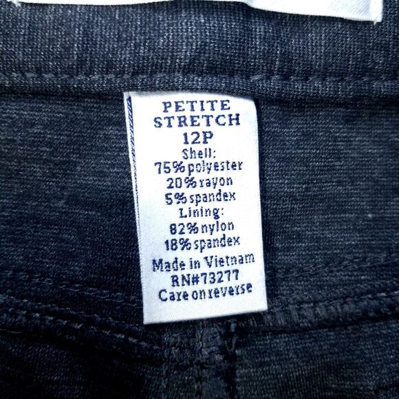 Croft Barrow Dress Pants Womens 12 Black Petite Stretch Flat Front Straight Dark - Picture 8 of 10